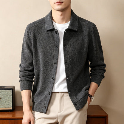 Men's Long-Sleeved Knitted SpringSummer Fashionable Lapel Warm Outerwear New Style Sweater