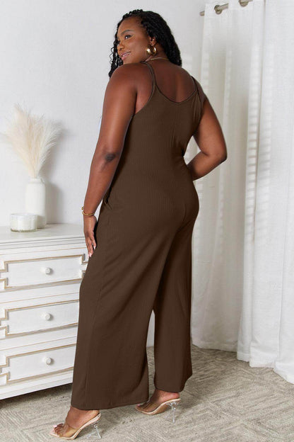 Basic Bae Full Size Spaghetti Strap V-Neck Jumpsuit Dress