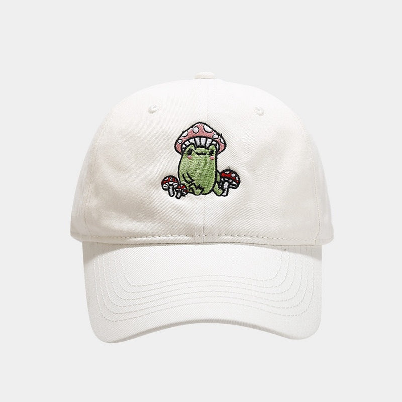 Cute Cartoon Frog Mushroom Embroidered Baseball Cap