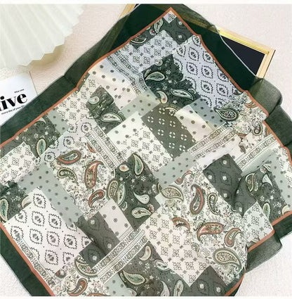Korean-style Fresh And Delicate Floral Silk Scarf