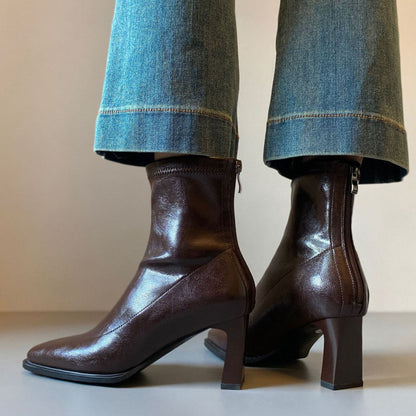 High Heel Boots Soft Leather Pointed-toe Skinny