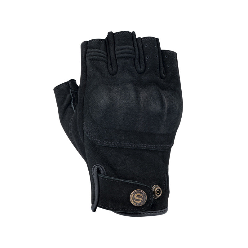 Vintage Leather Half-Finger Motorcycle Gloves