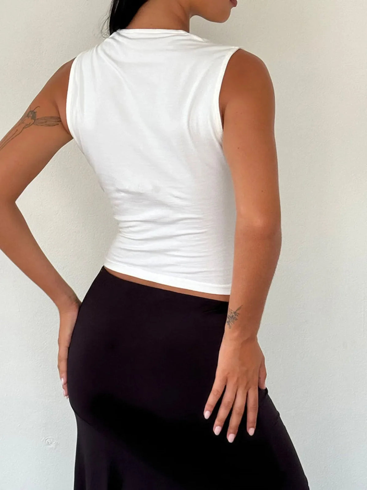 Bow Detail Square Neck Cropped Tank