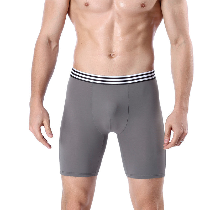 Men's Sports Briefs With Extra-long Ice Silk Boxer Briefs