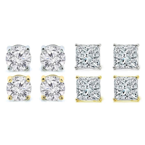 4-Pack: Crystal Stud Earrings Set