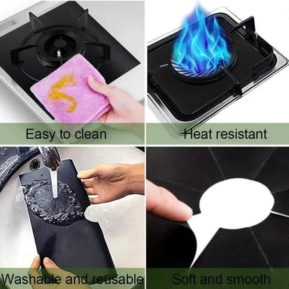 4-Pack: Gas Stove Burner Covers - Reusable Non-Stick PVC Stovetop Protector Liners
