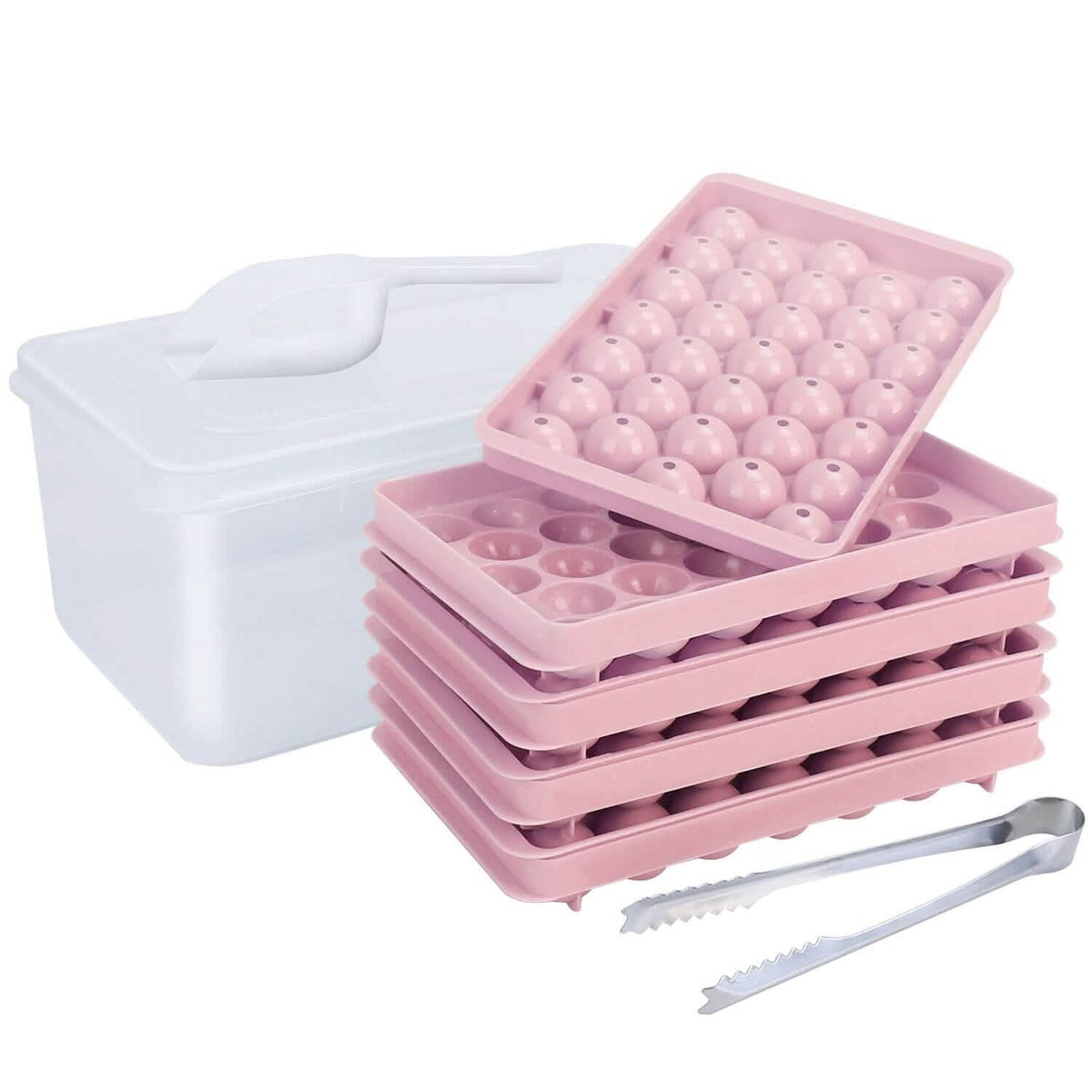 4-Pack: Small Ice Cube Maker Mold with Lid Bin