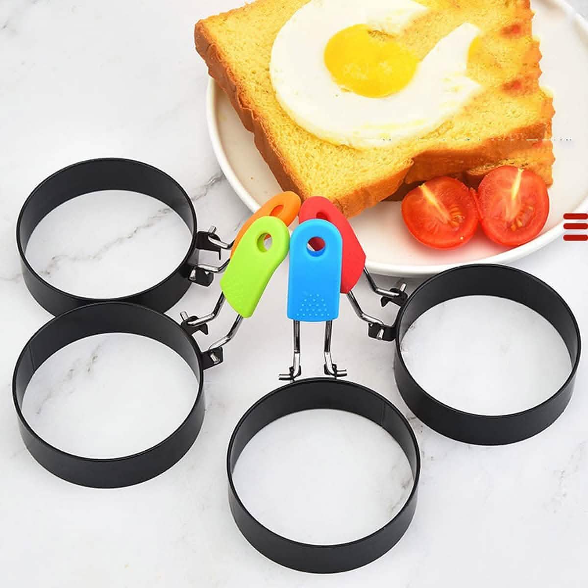 4-Pack: Stainless Steel Egg Non-Stick Omelet Ring