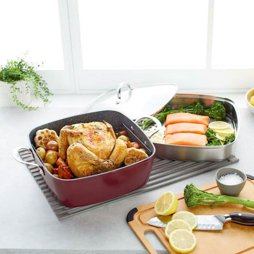 4-Piece: Curtis Stone Dura-Pan Chef Square Saute Set (Refurbished)