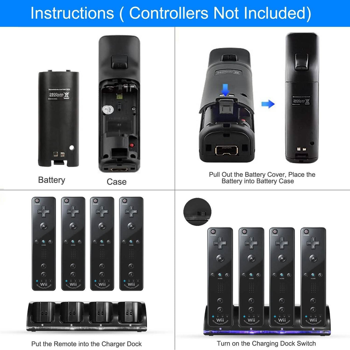 4 Remotes Charging Dock