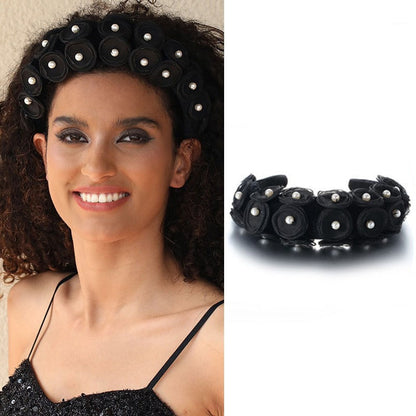 Fashionable fabric pearl flower headband