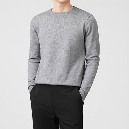 Mens Thickened White Knit Bottoming Sweater