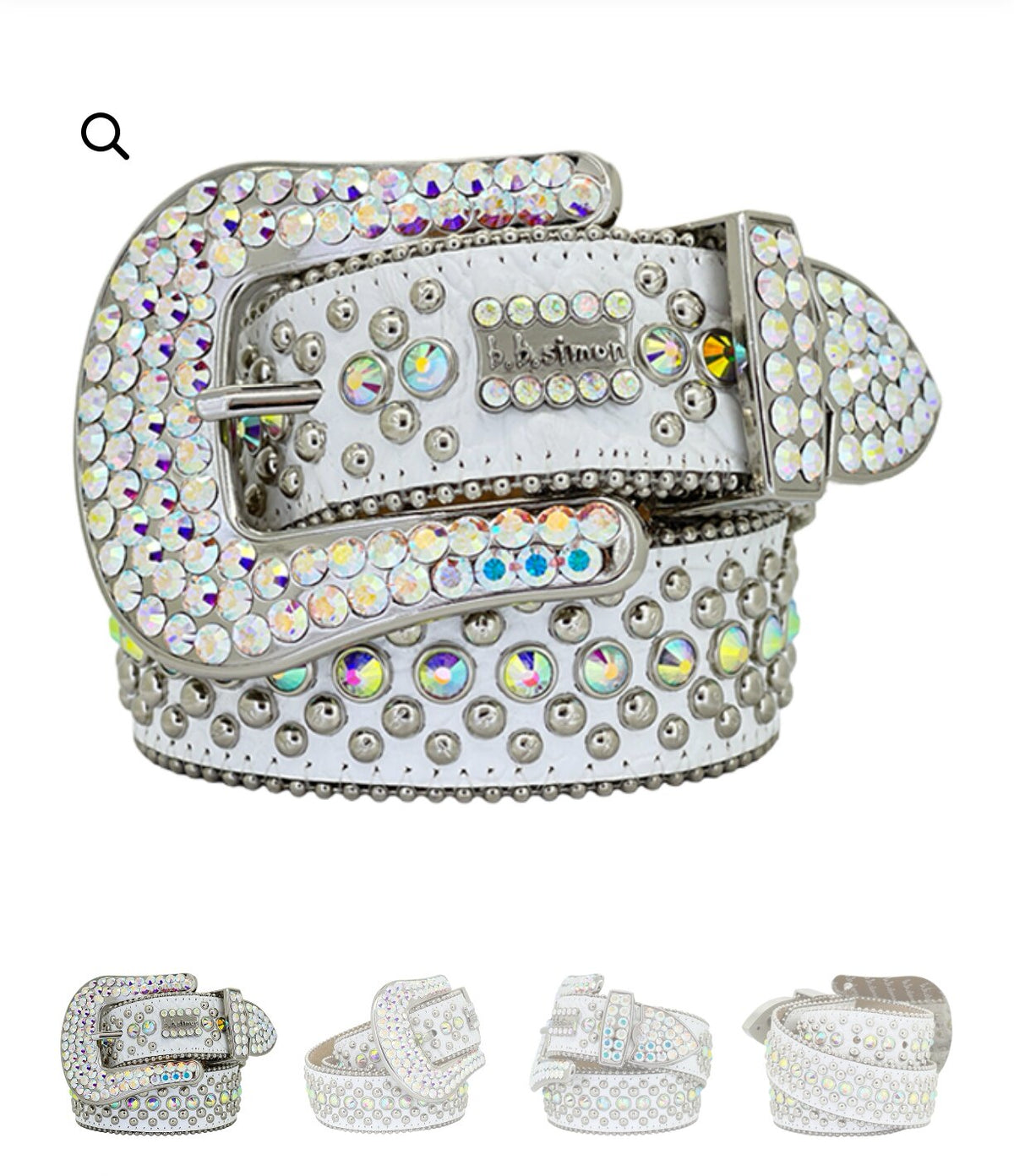 New Rhinestone Belt With Top-grain Leather Unisex