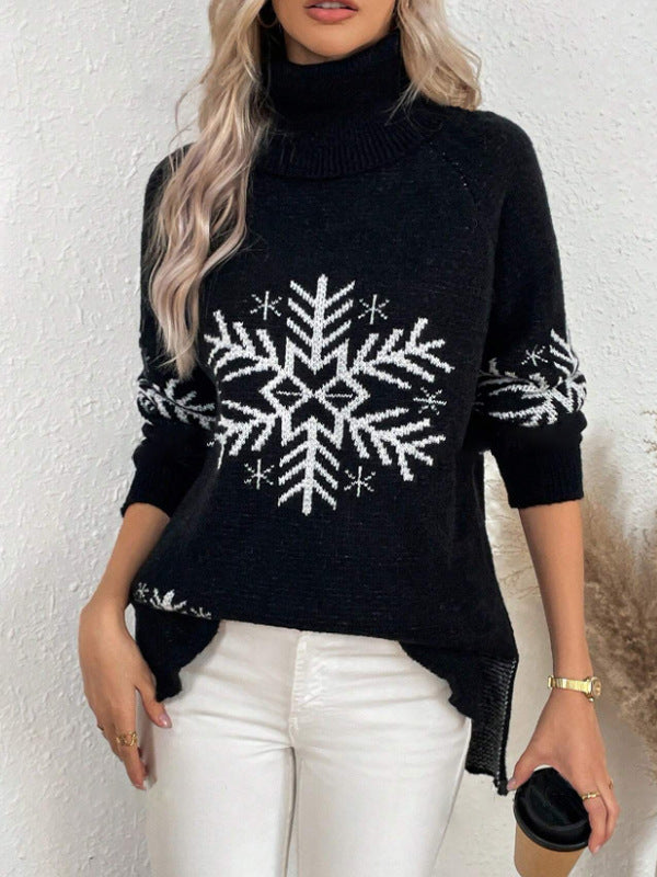 High Collar Christmas Sweaters Women's Clothing