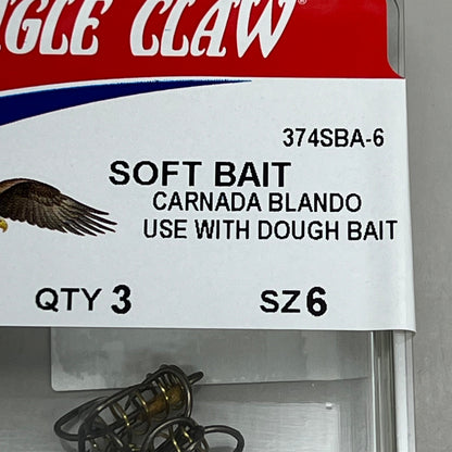EAGLE CLAW (5 PACK) Soft Bait w/ Spring Treble Hook Bronze/Gold #6 3pc 374SBA-6