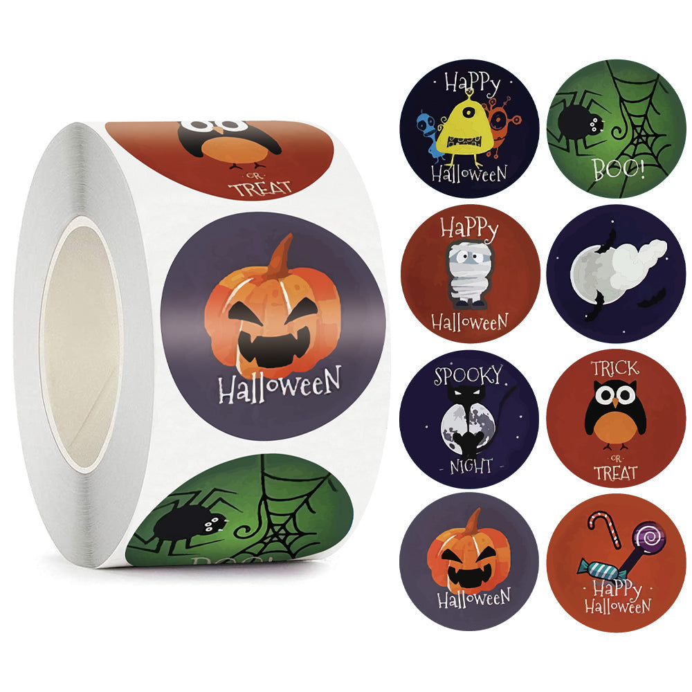 500 Rolls Happy Halloween Children's Toy Animals Thanks Decoration Sticker Label