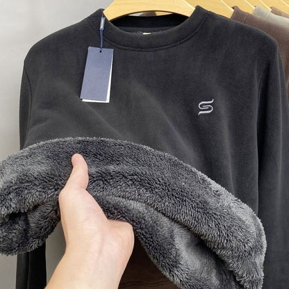 Winter Crew-neck Polar Fleece Long-sleeve T-shirt Hoodie Men's Top