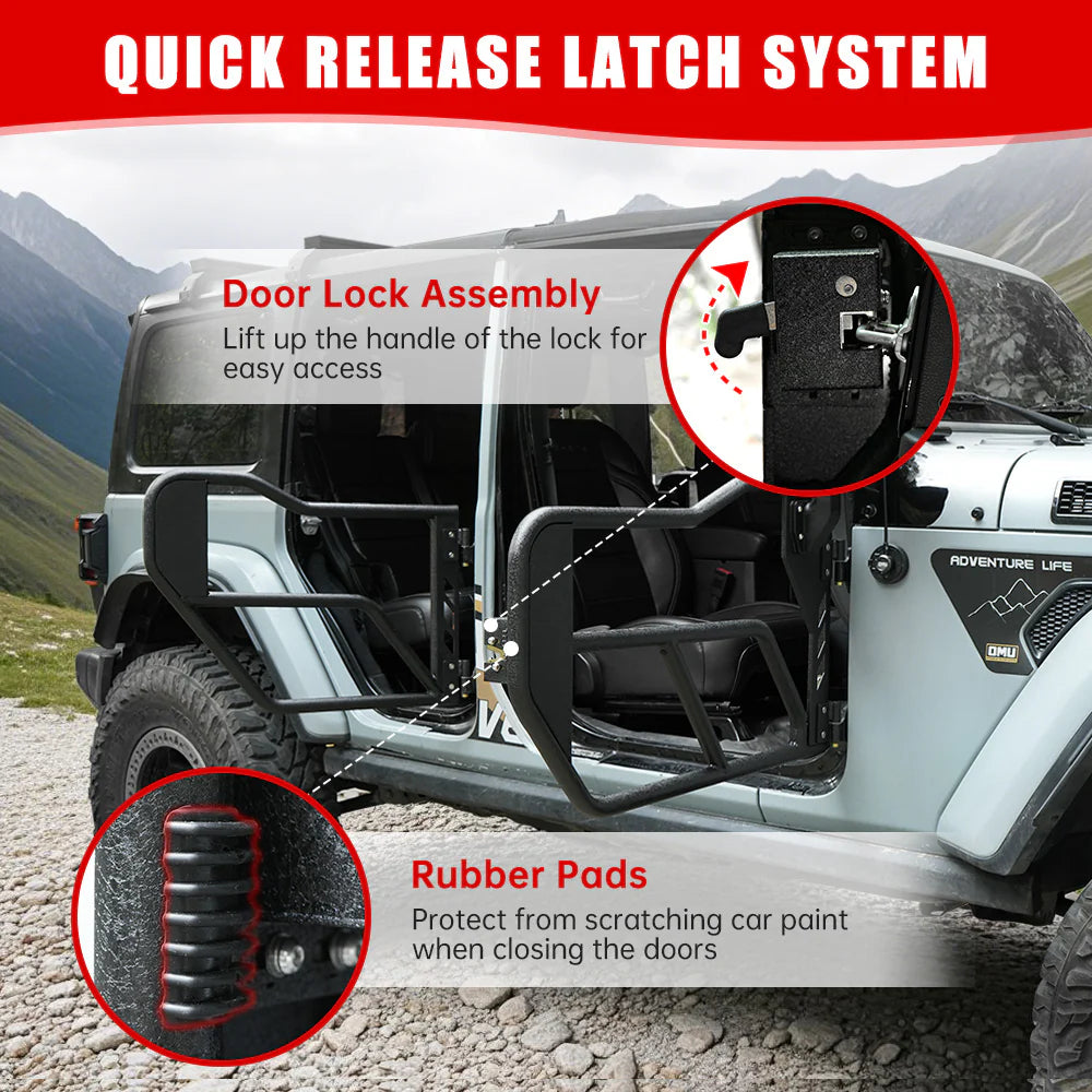 Jeep Tube Doors for Wrangler JL & Gladiator JT (2018-2024) - 4-Pc Set w/Mirrors
