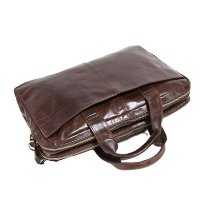 New Men's First Layer Cowhide Business Briefcase Computer