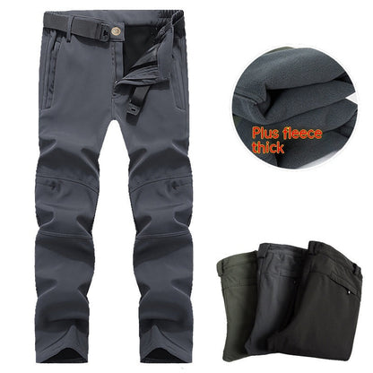 Outdoor Soft Shell Loose Plus Size Fleece-lined Mountaineering Training Pants