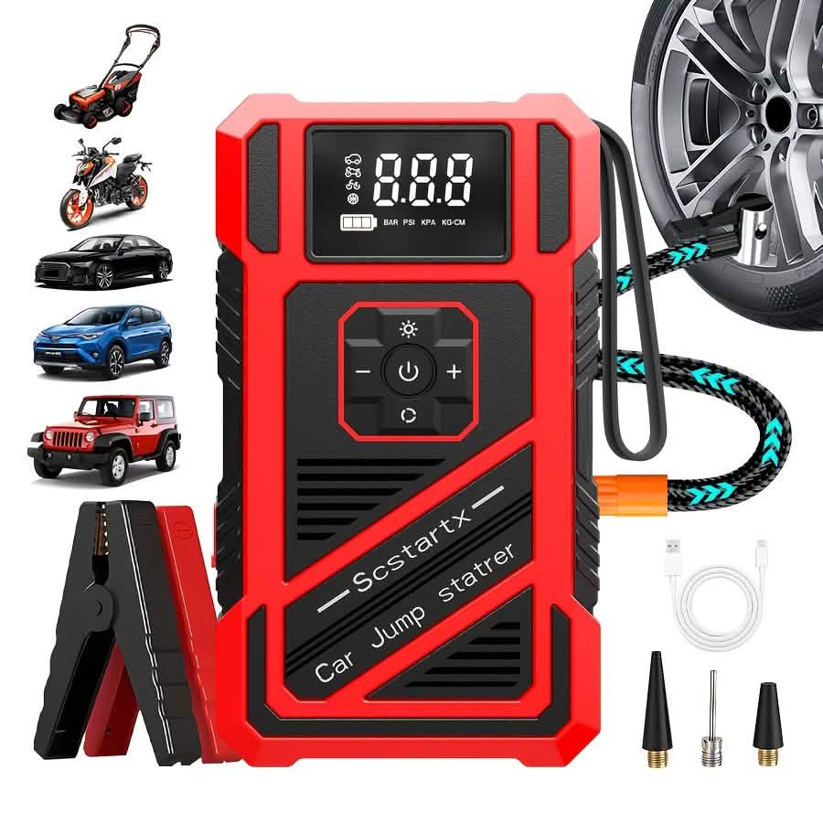 3000A 21V Car Jump Starter & 150PSI Tire Inflator 2-in-1 Portable Compressor