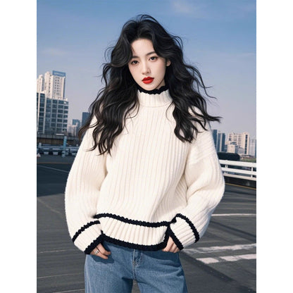 Women's Loose-fit Retro Casual Knit Top