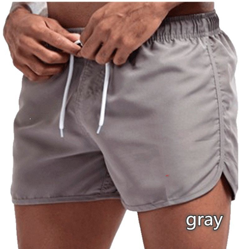 Mens Solid-Color Three-Quarter-Length Beach Shorts