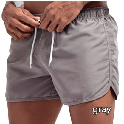 Mens Solid-Color Three-Quarter-Length Beach Shorts