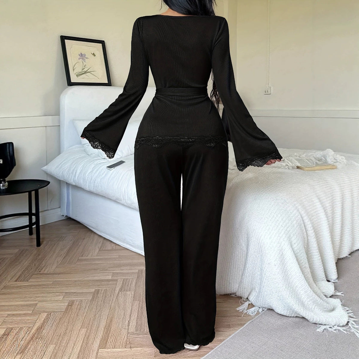 Womens Sexy Lace Top And Pants Set