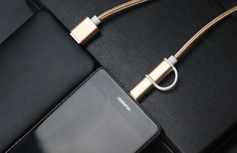 100cm 2A Fast Charger Cable 2 In 1 USB Type C Micro USB