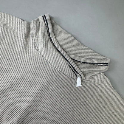 MULTIPLES Zippered Cowl Neck Top Petite Women's Sz PL Stone M44802TP