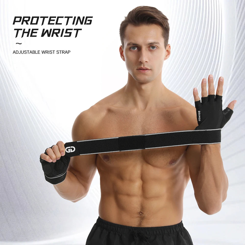 Fitness gloves with microfiber anti slip and wear-resistant design half finger gloves with straps ﻿