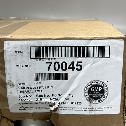 GENERAL CREDIT 70045 Thermal Paper Rolls 3 1/8” x 273’ (50 Unwrapped Dirty Rolls)