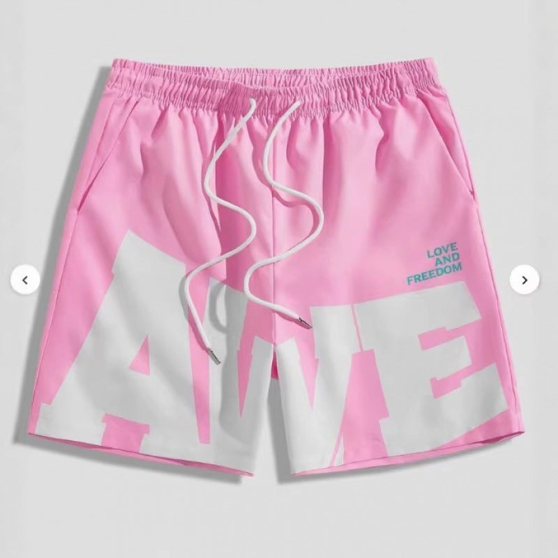 American-style High-street Beach Shorts With A Large 3D Letter Print