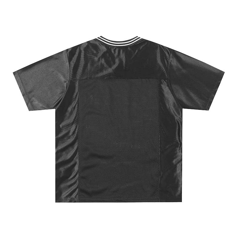 High Street Alphanumeric Printing V-neck Patchwork Short Sleeve