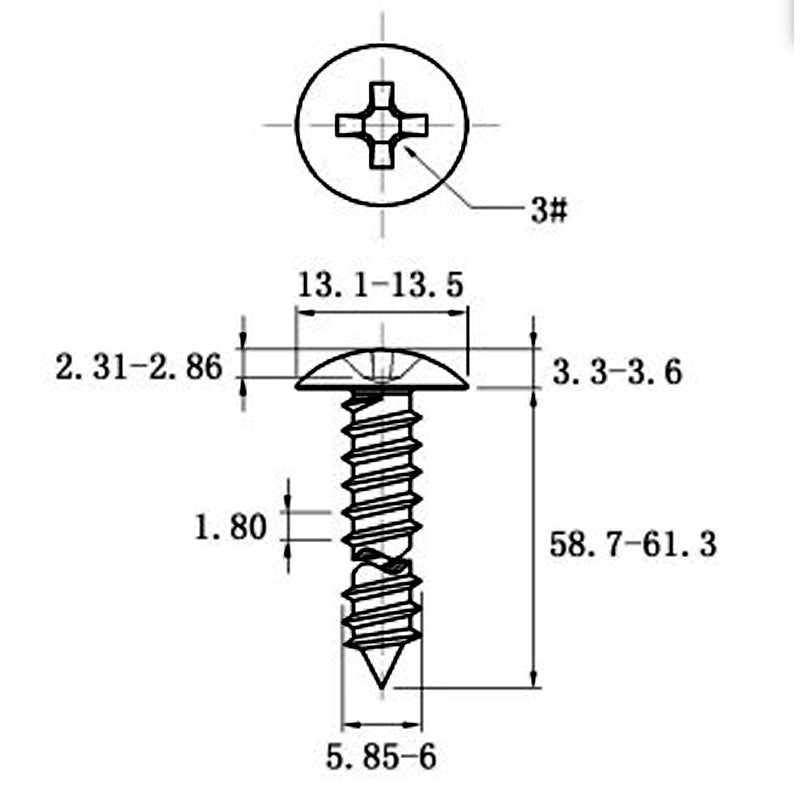 Stainless Steel Cross Big Head Self-tapping Screw Mushroom-shaped Haircut Round Head