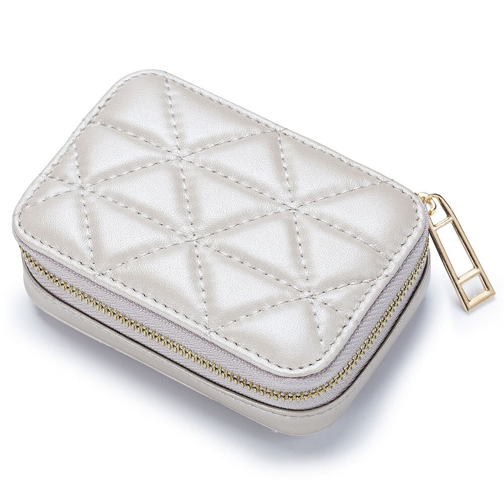 Portable Lipstick Case with Mirror Brand Design Genuine Leather Cosmetic Bag Pouch Ladies Cosmetics Organizer Pouch Box Wallet