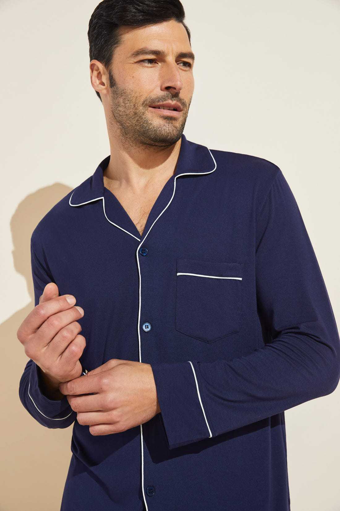 Men's French-style Long-sleeve Top And Pants Set