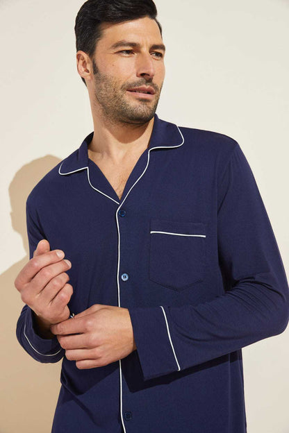 Men's French-style Long-sleeve Top And Pants Set