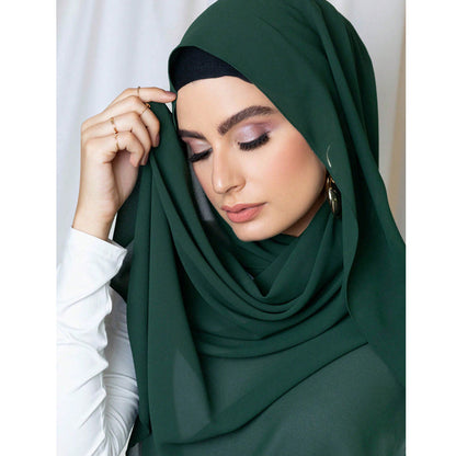 Summer Solid-Color Pearl Chiffon Bubble Womens Headscarf