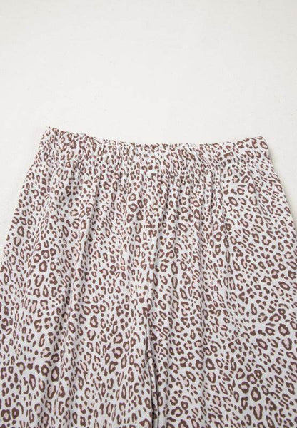 Leopard Button Down Long Sleeve Top and Pants Lounge Set