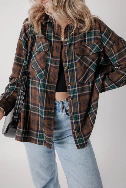 Plaid Button Up Long Sleeve Jacket for Women Stylish Fit