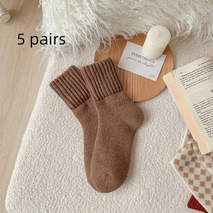 Womens Mid-calf Terry Socks For Fall And Winter