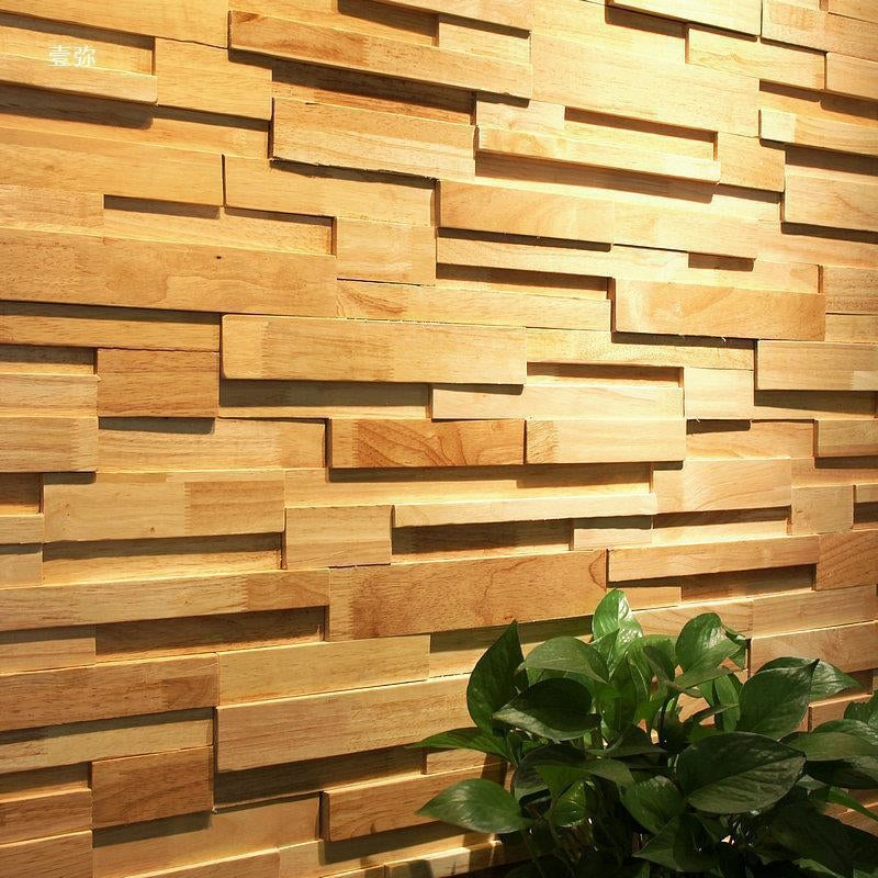 Retro 3d Solid Wood Mosaic Patch Stereo Background Wall