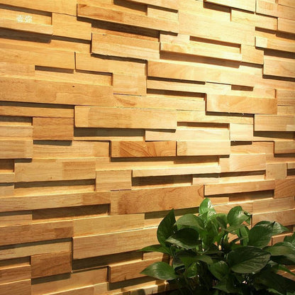 Retro 3d Solid Wood Mosaic Patch Stereo Background Wall