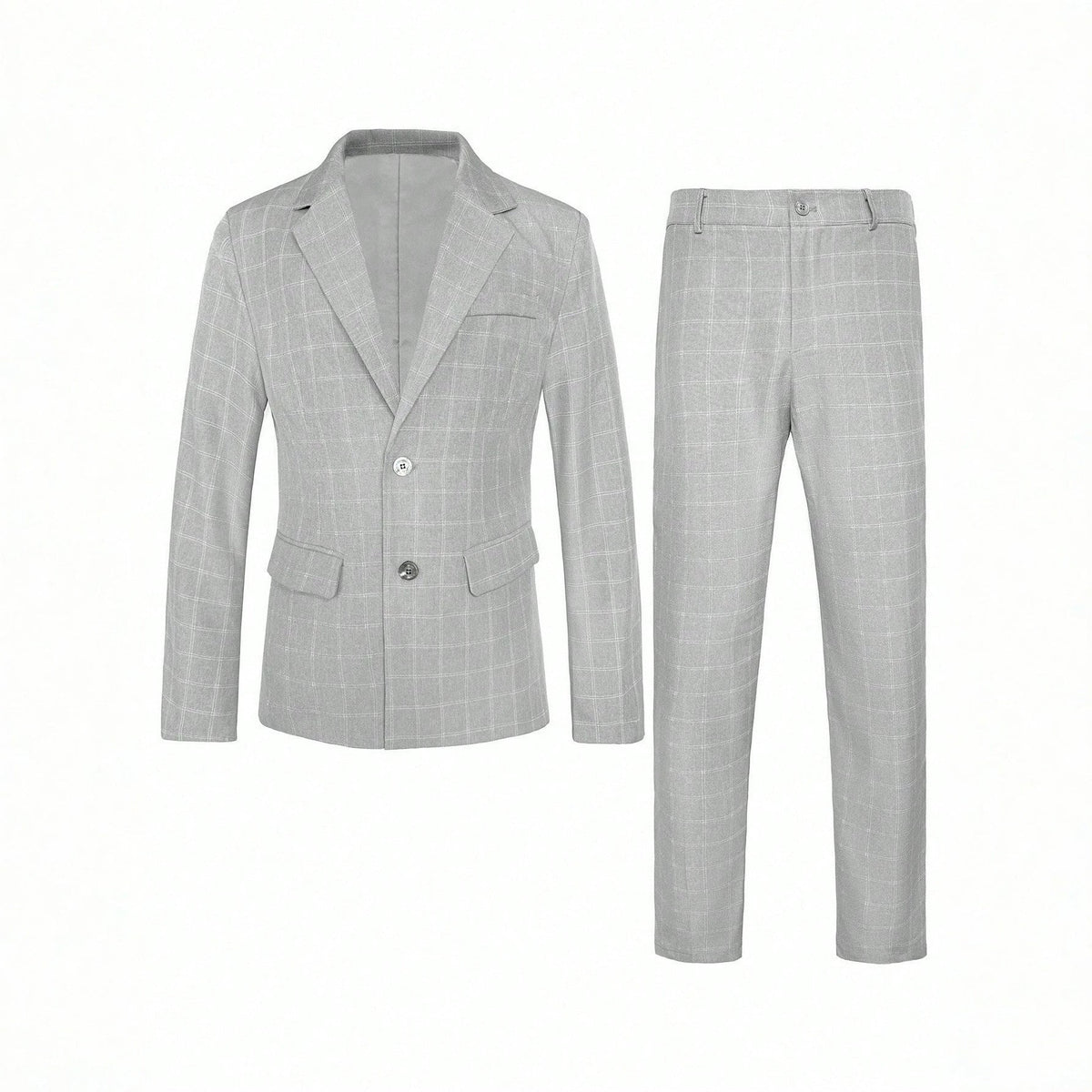 Mens Plaid Light Business Suit Set
