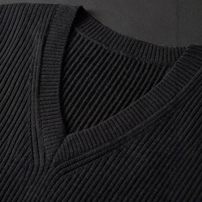 Solid-Color Pullover Vest Gentlemans V-Neck Inner Or Outerwear Waistcoat