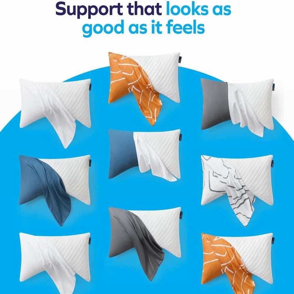 Shredded Memory Foam Bed Pillows for Sleeping, with Washable Removable Bamboo Cooling Sleep Pillow for Back and Side Sleeper
