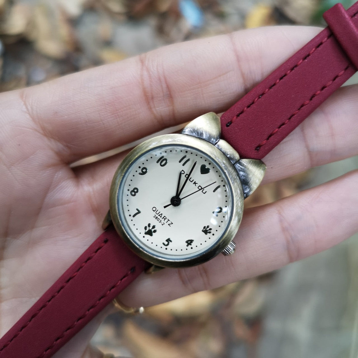 Bronze Kitty Trendy Fashion Numbers Student Watch