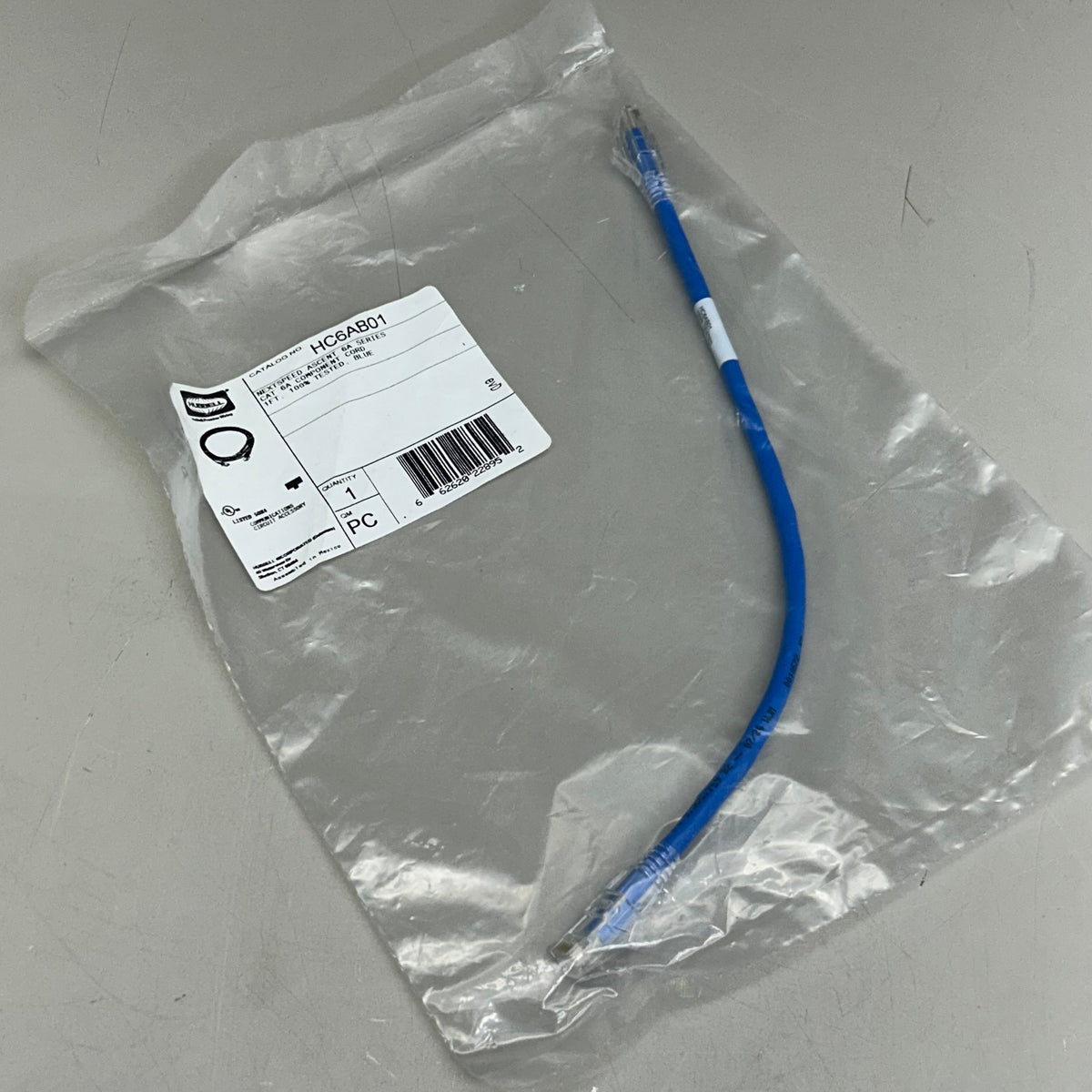 HUBBELL PREMISE (5 Pack) Copper Solutions Ascent Patch Cord Cat 6A 1' Length Blue HC6AB01